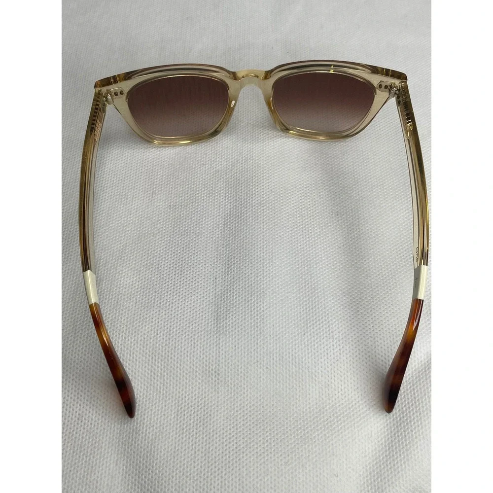 Toms Memphis Sunglasses Clear Tan Acetate Frame Gold Gradient Lenses 49[]20-143